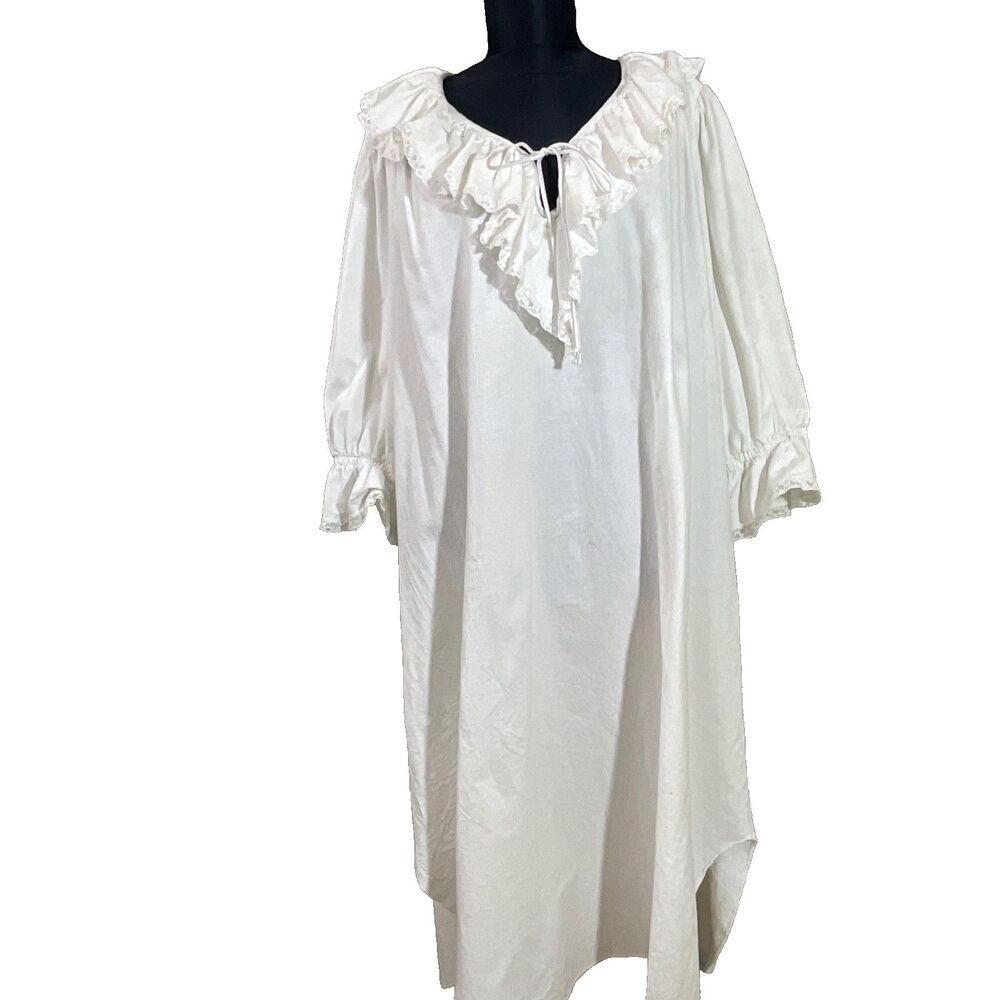 Priamo NY Nightgown OS Poet night shirt Flannel VTG ? USA Granny Cottage Core